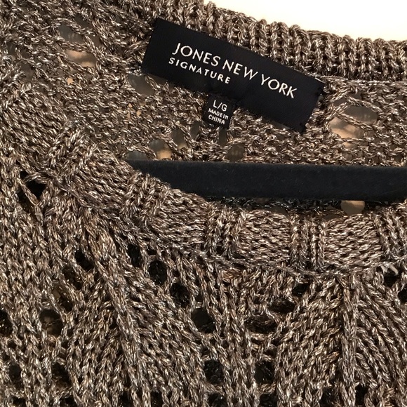 Like new Jones New York shining silver sweater . - Picture 2 of 4